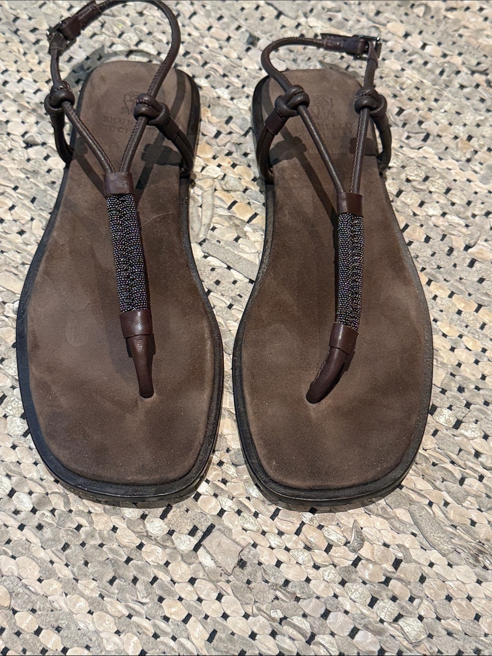 Brunello Cucinelli brown suede sandals Sz 10/Eur 40